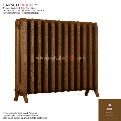 Decora 800-180 Ayaklı Desenli Döküm Radyatör, ral 8008 |  6 Kolon